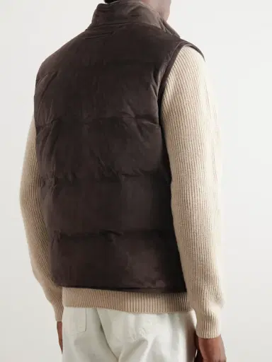 Zegna Quilted Suede Down Gilet - Men | Thumbnail 3