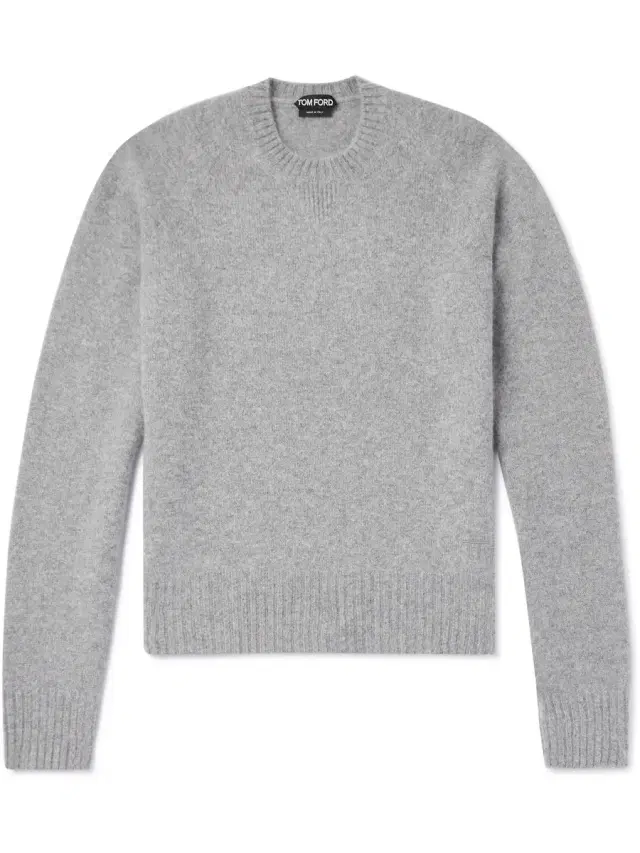 Slim-Ft Logo-Embroidered Brushed-Cashmere Sweater - Men