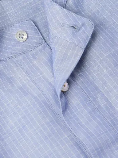 Loro Piana Suwako Grandad-Collar Striped Linen and Cotton-Blend Shirt - Men | Thumbnail 5