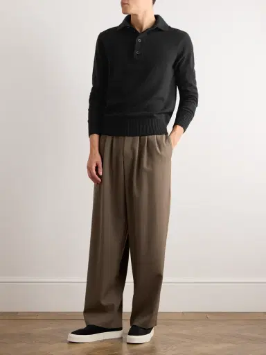 Zegna Slim-Fit Wool and Cashmere-Blend Polo Shirt - Men | Thumbnail 2 Zegna Slim-Fit Wool and Cashmere-Blend Polo Shirt - Men | Thumbnail 2