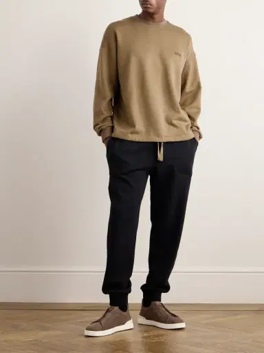Zegna Logo-Embroidered Cotton-Blend Jersey Sweatshirt - Men | Thumbnail 2