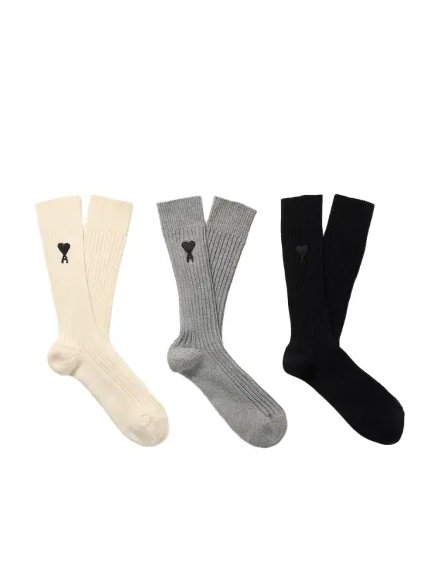 AMI PARIS Three-Pack Logo-Embroidered Ribbed Cotton-Blend Socks - Men