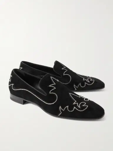 Christian Louboutin Dandysiago Grosgrain-Trimmed Embellished Velvet Loafers - Men | Thumbnail 4 Christian Louboutin Dandysiago Grosgrain-Trimmed Embellished Velvet Loafers - Men | Thumbnail 4