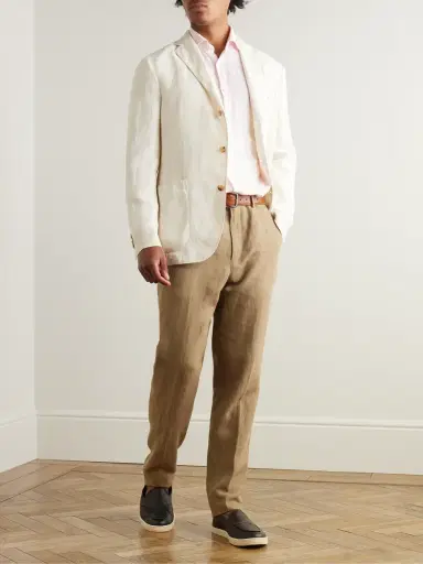 Loro Piana Carlo Straight-Leg Linen-Twill Trousers - Men | Thumbnail 2