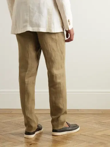 Loro Piana Carlo Straight-Leg Linen-Twill Trousers - Men | Thumbnail 3