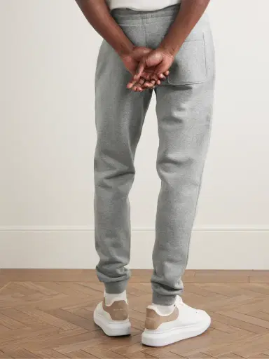 Moncler Slim-Fit Tapered Logo-Appliquéd Cotton-Jersey Sweatpants - Men | Thumbnail 4 Moncler Slim-Fit Tapered Logo-Appliquéd Cotton-Jersey Sweatpants - Men | Thumbnail 4
