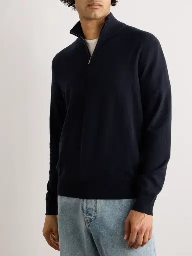 Loro Piana Slim-Fit Baby Cashmere Half-Zip Sweater - Men | Thumbnail 3