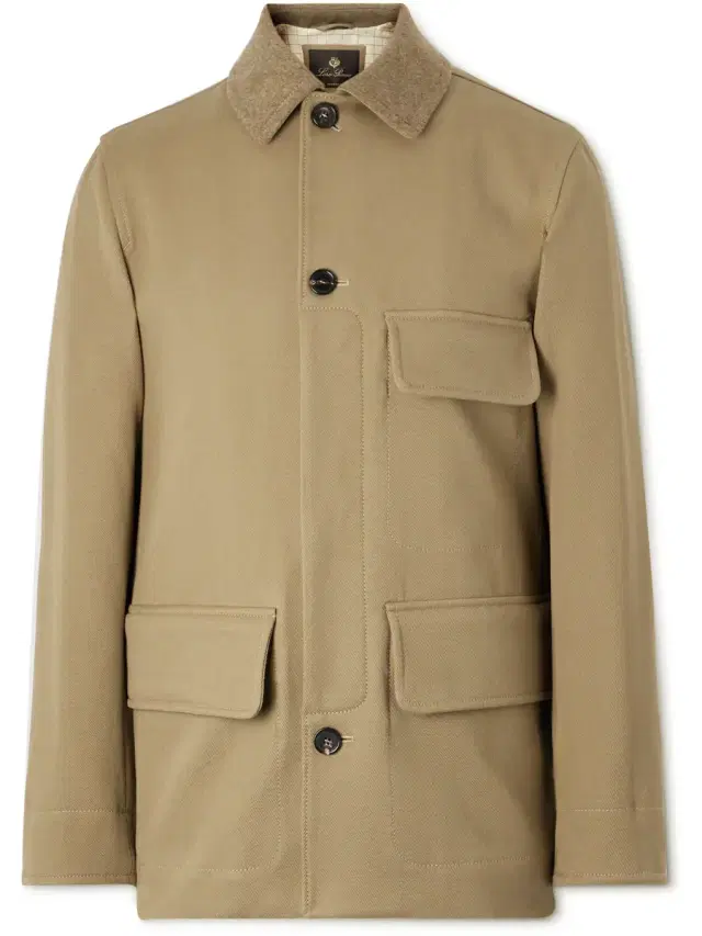 Barth Caban Felt and eather-Trimmed Cotton-Gabardine Jacket - Men