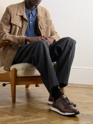 Berluti Fast Track Suede-Trimmed Full-Grain Venezia Softy Leather Sneakers - Men | Thumbnail 2