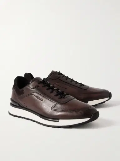 Berluti Fast Track Suede-Trimmed Full-Grain Venezia Softy Leather Sneakers - Men | Thumbnail 4