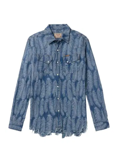 KAPITAL Magpie Distressed Denim-Jacquard Western Shirt - Men | Thumbnail 1