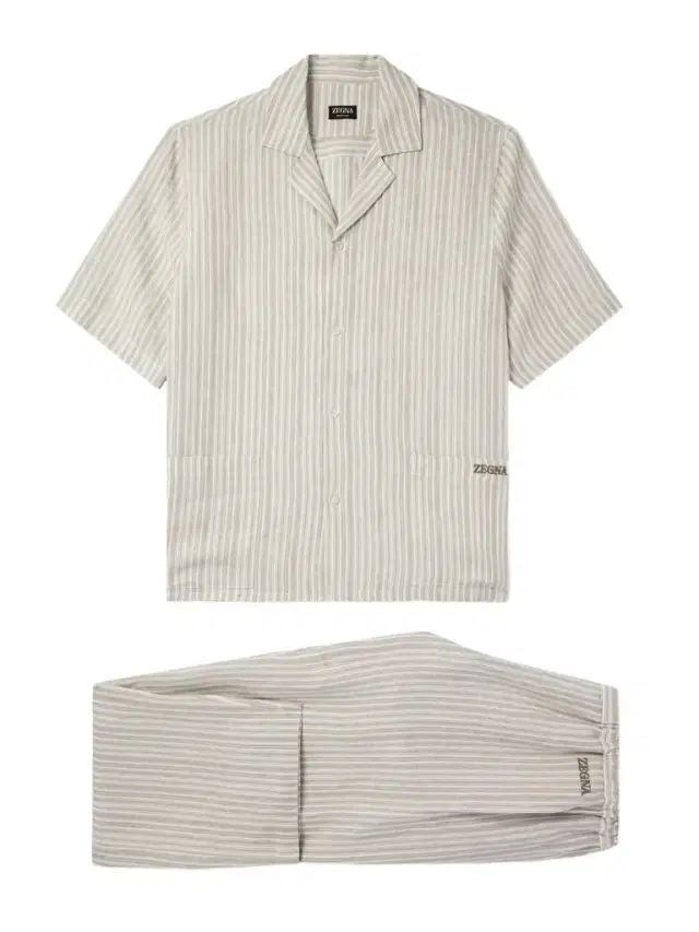 Zegna Logo-Embroidered Striped Linen Pyjama Set - Men