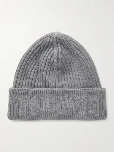 Loewe Logo-Embroidered Ribbed Wool Beanie - Men | Thumbnail 4