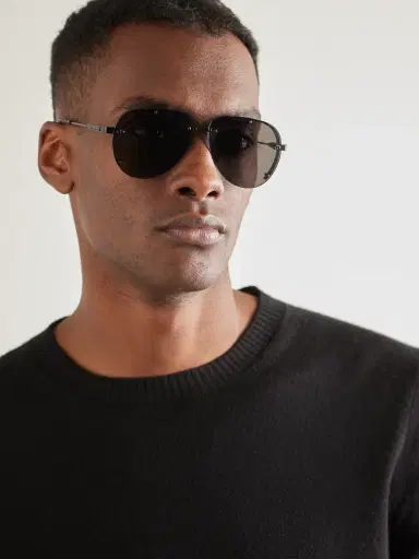 DIOR Eyewear NeoDior A1U Aviator-Style Guilloché Gunmetal-Tone Sunglasses - Men | Thumbnail 2