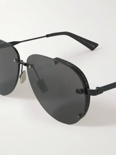 DIOR Eyewear NeoDior A1U Aviator-Style Guilloché Gunmetal-Tone Sunglasses - Men | Thumbnail 3