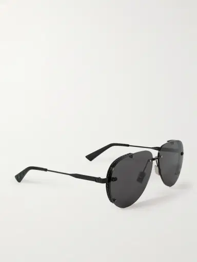 DIOR Eyewear NeoDior A1U Aviator-Style Guilloché Gunmetal-Tone Sunglasses - Men | Thumbnail 4
