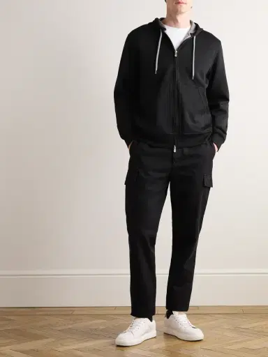 Brunello Cucinelli Cotton-Blend Jersey Zip-Up Hoodie - Men | Thumbnail 2 Brunello Cucinelli Cotton-Blend Jersey Zip-Up Hoodie - Men | Thumbnail 2