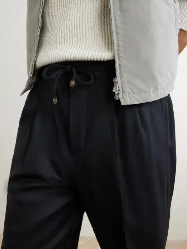 Brunello Cucinelli Tapered Pleated Virgin Wool-Flannel Drawstring Trousers - Men | Thumbnail 4 Brunello Cucinelli Tapered Pleated Virgin Wool-Flannel Drawstring Trousers - Men | Thumbnail 4