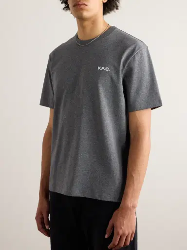 A.P.C. Logo-Flocked Cotton-Jersey T-Shirt - Men | Thumbnail 3
