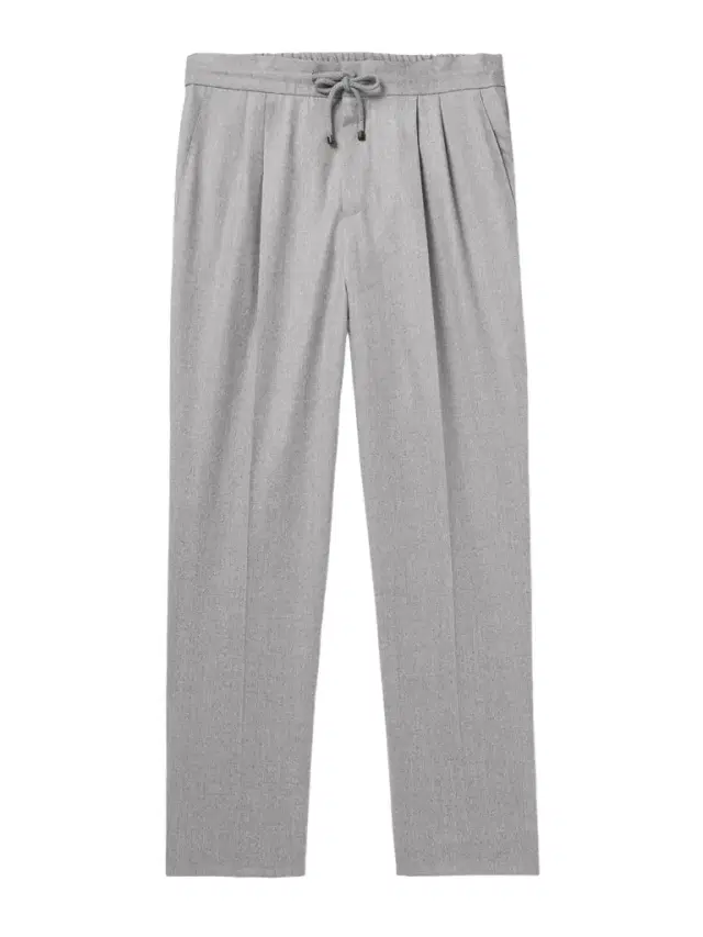 Brunello Cucinelli Tapered Pleated Virgin Wool-Flannel Drawstring Trousers - Men