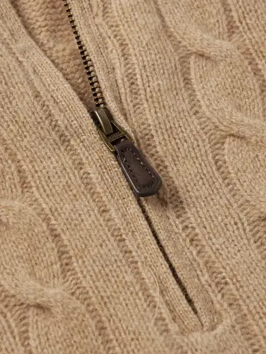 Polo Ralph Lauren Logo-Embroidered Cable-Knit Wool and Cashmere-Blend Half-Zip Sweater - Men | Thumbnail 4 Polo Ralph Lauren Logo-Embroidered Cable-Knit Wool and Cashmere-Blend Half-Zip Sweater - Men | Thumbnail 4