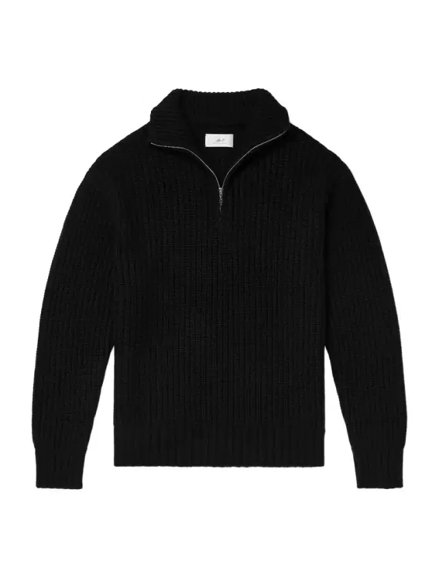 MR P. Ribbed Wool and Cashmere-Blend Half-Zip Sweater - Men