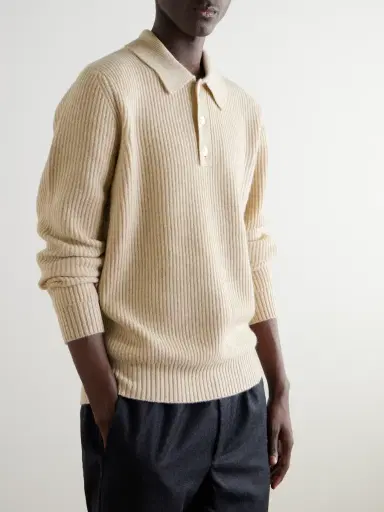 MR P. Ribbed Cashmere Polo Shirt - Men | Thumbnail 3