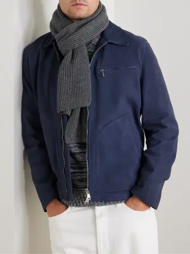Johnstons of Elgin Ribbed Cashmere Scarf - Men | Thumbnail 2 Johnstons of Elgin Ribbed Cashmere Scarf - Men | Thumbnail 2