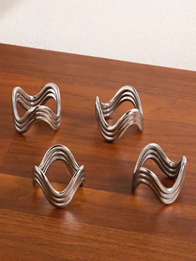 L'Objet Ripple Set of Four Platinum-Plated Napkin Rings - Men