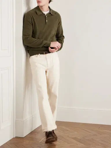Drake's Wool and Alpaca-Blend Polo Shirt - Men | Thumbnail 2