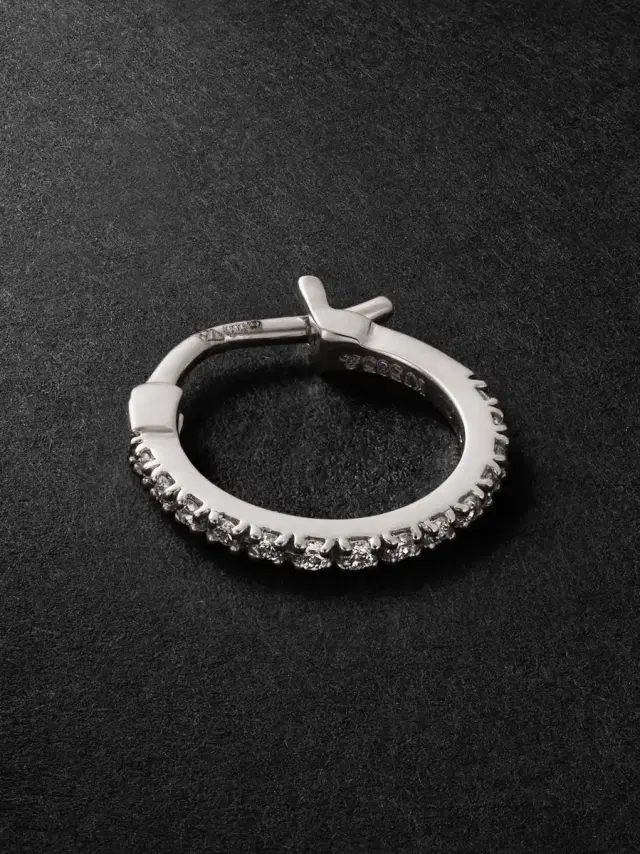 KOLOURS JEWELRY Luna Spectra Small White Gold Diamond Single Hoop Earring - Men