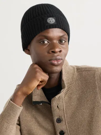 Stone Island Logo-Appliquéd Ribbed Wool Beanie - Men | Thumbnail 2 Stone Island Logo-Appliquéd Ribbed Wool Beanie - Men | Thumbnail 2