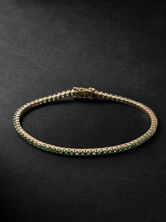 KOLOURS JEWELRY Spectra 14-Karat Gold Emerald Tennis Bracelet - Men