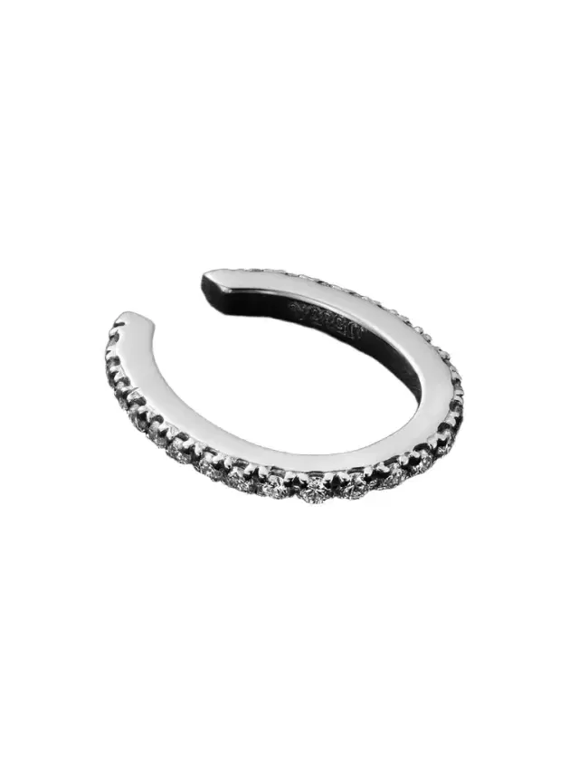 KOLOURS JEWELRY Luna Spectra Oval 14-Karat White Gold Diamond Ear Cuff - Men