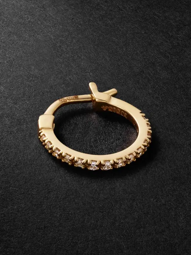 KOLOURS JEWELRY Luna Spectra Small 14-Karat Gold Diamond Single Hoop Earring - Men