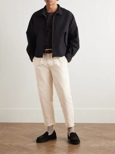 FrizmWORKS Haworth Tapered Cropped Pleated Cotton-Twill Trousers - Men | Thumbnail 2