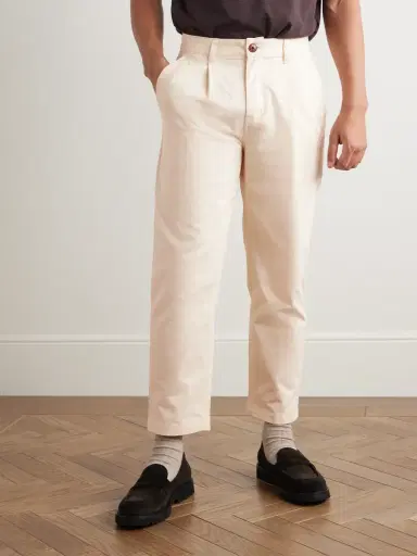 FrizmWORKS Haworth Tapered Cropped Pleated Cotton-Twill Trousers - Men | Thumbnail 3