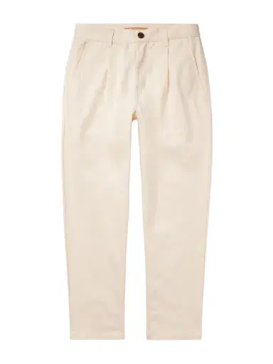 FrizmWORKS Haworth Tapered Cropped Pleated Cotton-Twill Trousers - Men | Thumbnail 1