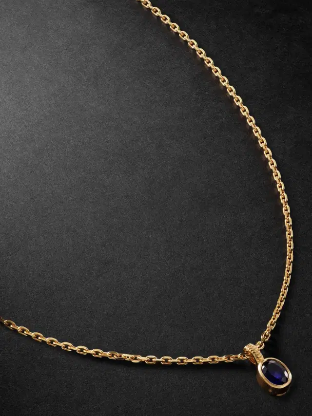 Magnetic Gold Sapphire Pendant Necklace - Men