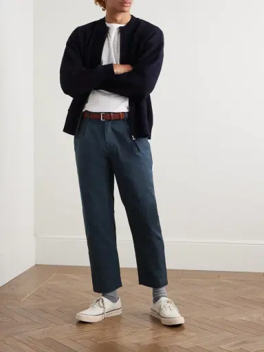 FrizmWORKS Haworth Tapered Cropped Pleated Cotton-Twill Trousers - Men | Thumbnail 2 FrizmWORKS Haworth Tapered Cropped Pleated Cotton-Twill Trousers - Men | Thumbnail 2