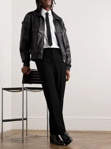 Saint Laurent Straight-Leg Wool-Twill Trousers - Men | Thumbnail 2 Saint Laurent Straight-Leg Wool-Twill Trousers - Men | Thumbnail 2