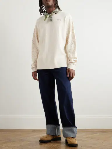 KAPITAL Logo-Embroidered Printed Waffle-Knit Cotton-Jersey T-Shirt - Men | Thumbnail 2 KAPITAL Logo-Embroidered Printed Waffle-Knit Cotton-Jersey T-Shirt - Men | Thumbnail 2