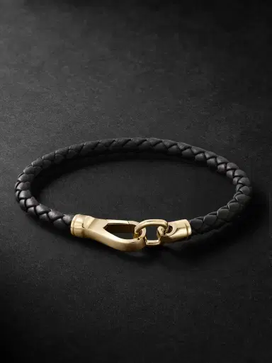 John Hardy Braided Leather and 14-Karat Gold Bracelet - Men | Thumbnail 1 John Hardy Braided Leather and 14-Karat Gold Bracelet - Men | Thumbnail 1