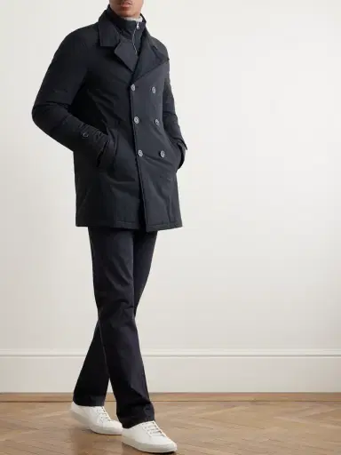 HERNO Double-Breasted Padded Stretch-Shell Down Peacoat - Men | Thumbnail 2 HERNO Double-Breasted Padded Stretch-Shell Down Peacoat - Men | Thumbnail 2