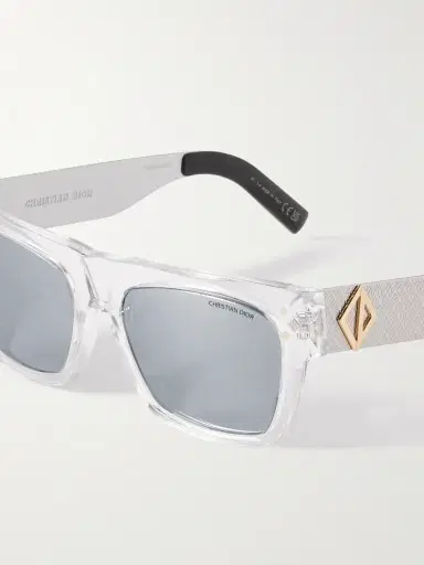 DIOR Eyewear CD Diamond S8I Square-Frame Acetate and Monogrammed Silver-Tone Sunglasses - Men | Thumbnail 3