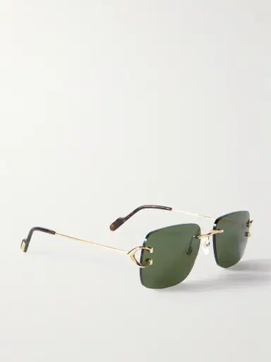 Cartier Eyewear Frameless Gold-Tone and Tortoiseshell Acetate Sunglasses - Men | Thumbnail 4