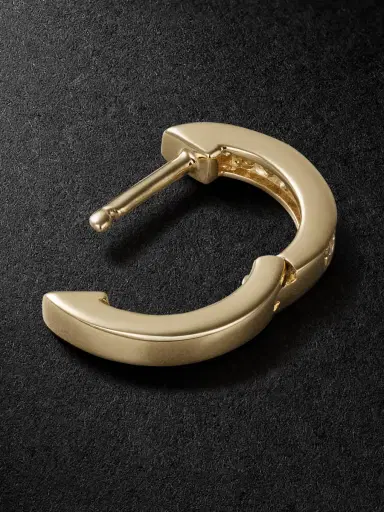Sydney Evan 14-Karat Gold Diamond Single Hoop Earring - Men | Thumbnail 3 Sydney Evan 14-Karat Gold Diamond Single Hoop Earring - Men | Thumbnail 3