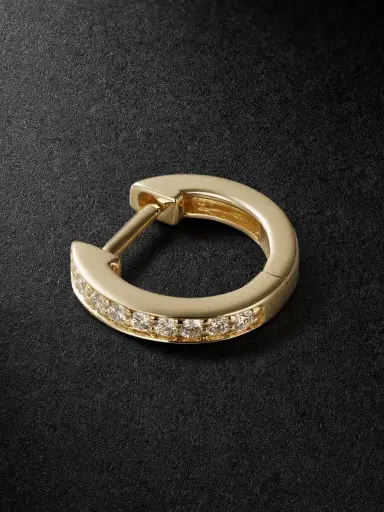 Sydney Evan 14-Karat Gold Diamond Single Hoop Earring - Men | Thumbnail 1 Sydney Evan 14-Karat Gold Diamond Single Hoop Earring - Men | Thumbnail 1