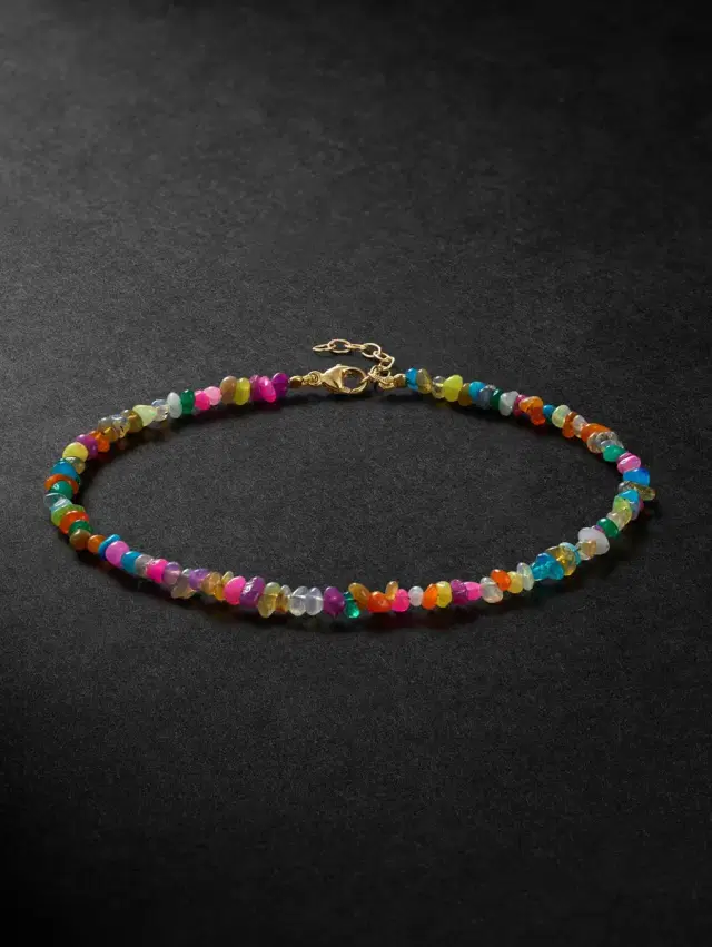 Gold Opal Beaded Bracelet - Men