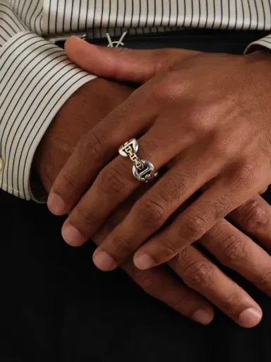 Hoorsenbuhs Affix Quad Sterling Silver and 18-Karat Gold Ring - Men | Thumbnail 2